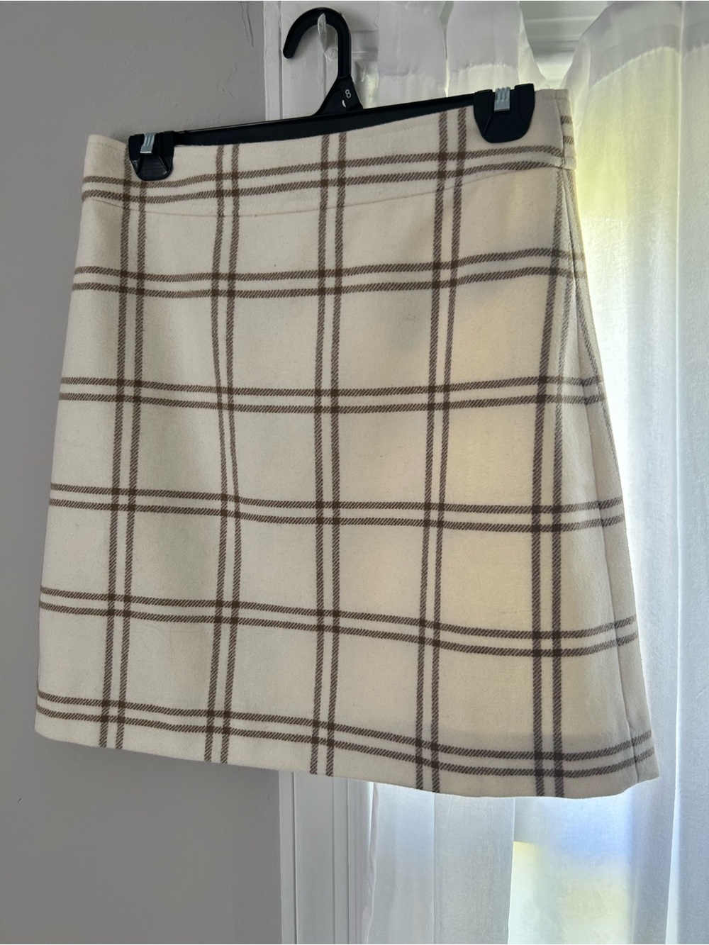 NWT J. Crew Cream Plaid Mini Skirt with Brown Windowpane - Picture 5 of 7